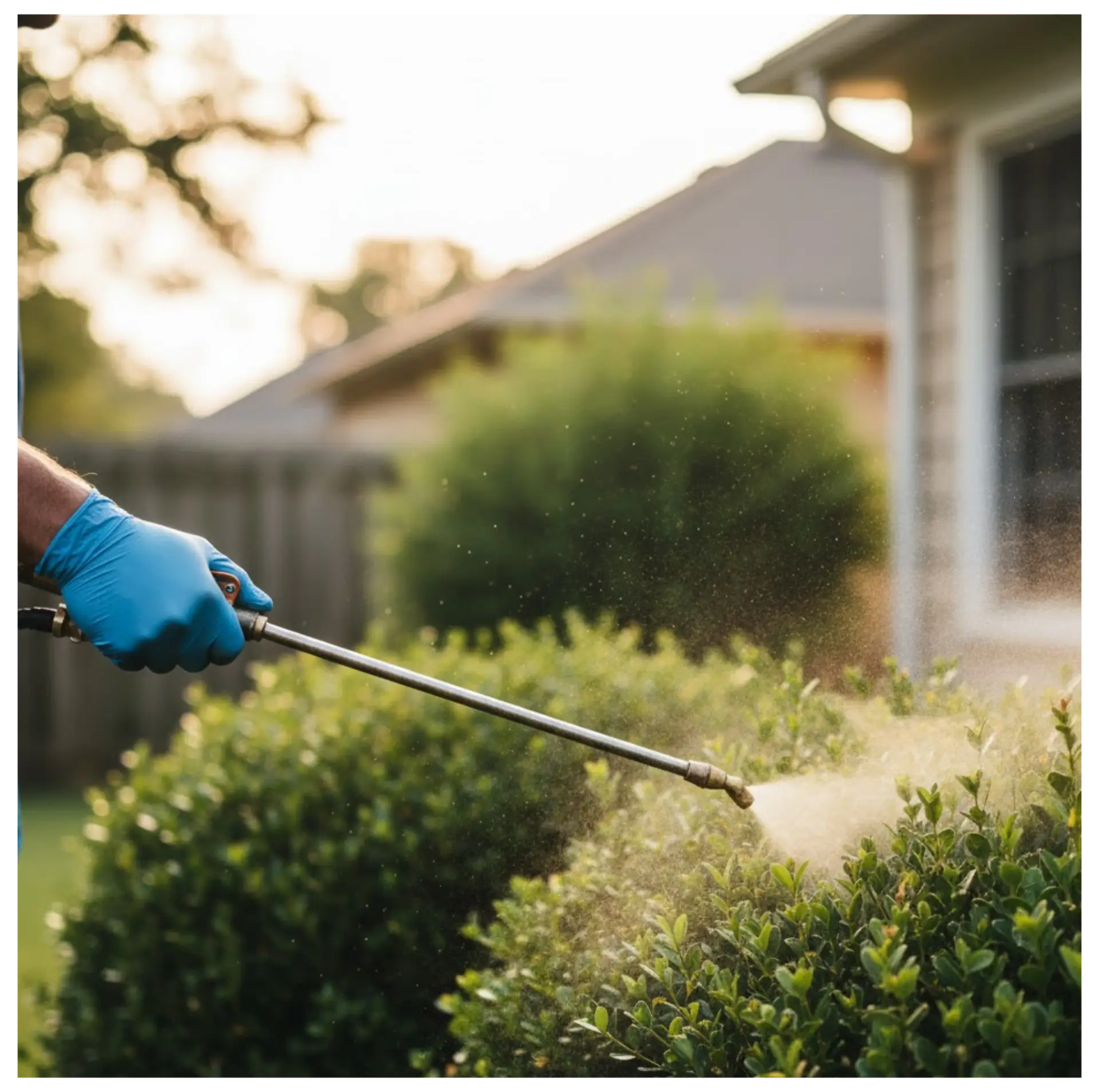 Mosquito control spraying residential landscape