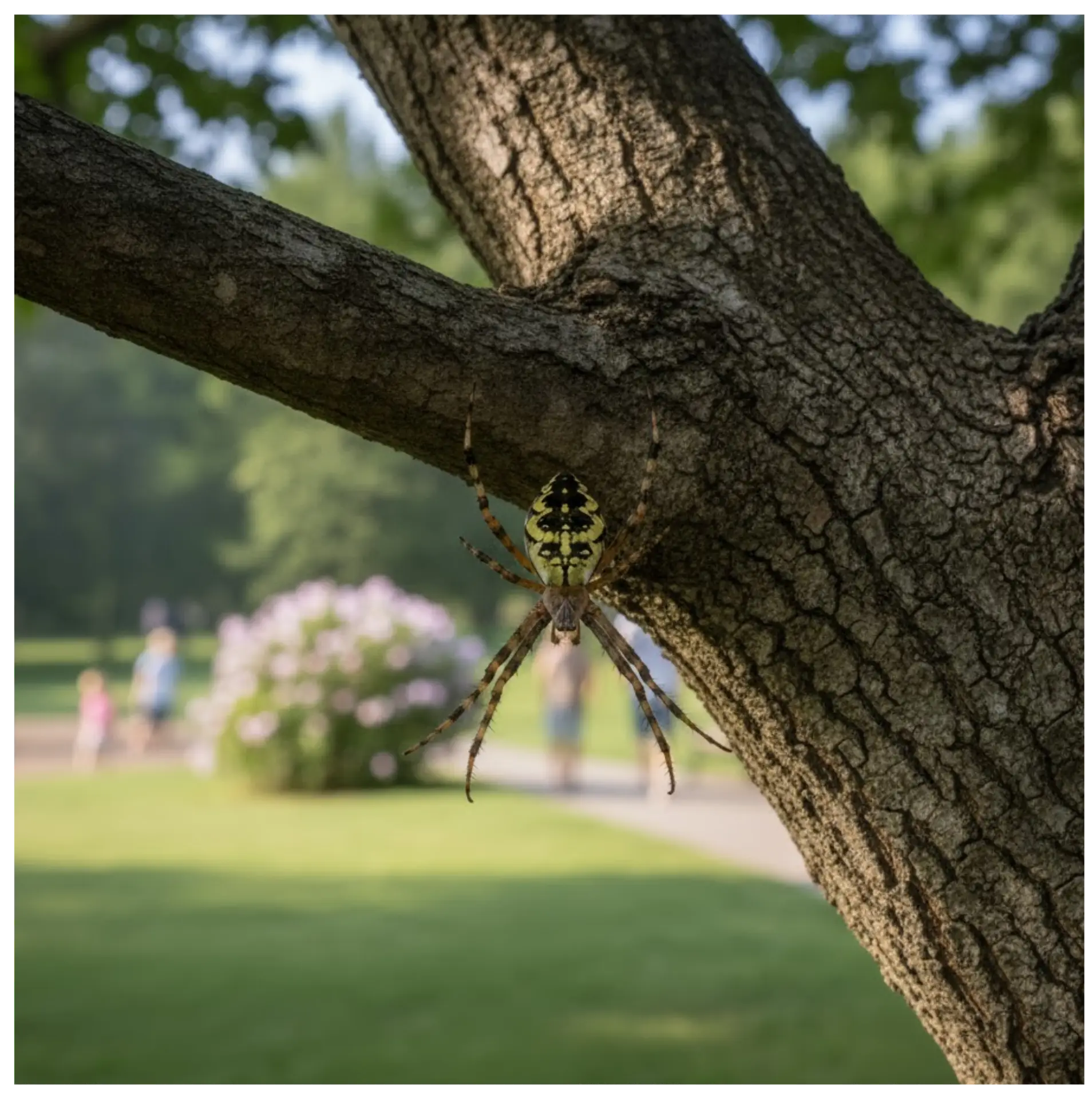 Orb weaver spider on web