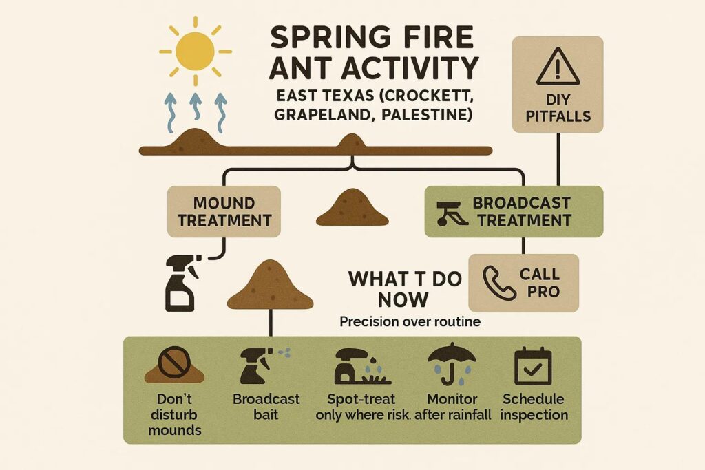 Spring fire ant activity infographic Crockett