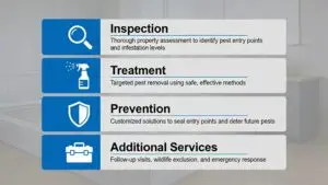 Four-step Critter Gitters pest control process: inspection, treatment, prevention, additional services