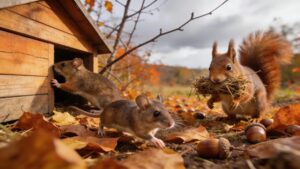 Rats and squirrels foraging