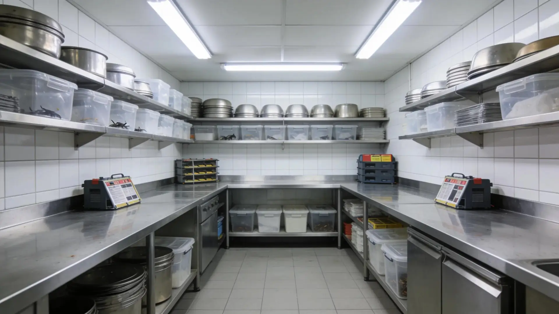 Commercial kitchen with an emphasis on cleanliness and pest management