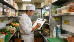 Restaurant kitchen emphasizing pest control and health inspection standards