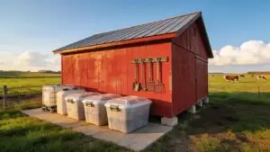 Rural ranch barn in Crockett TX illustrating rodent proofing and barn feed protection